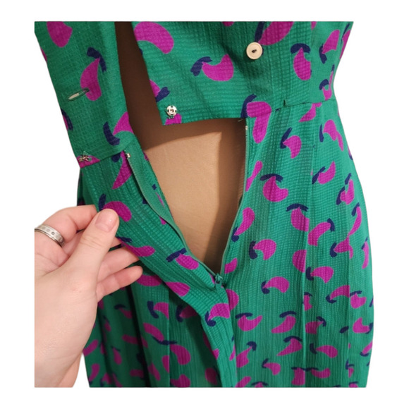 Vintage 60s style collared button up abstract midi textured dress Lui Chantant - Picture 7 of 11